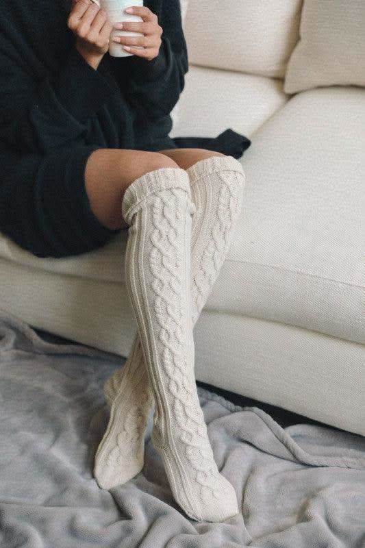 Leto Knee High Cable Knit Socks - SwagglyLife Home & Fashion