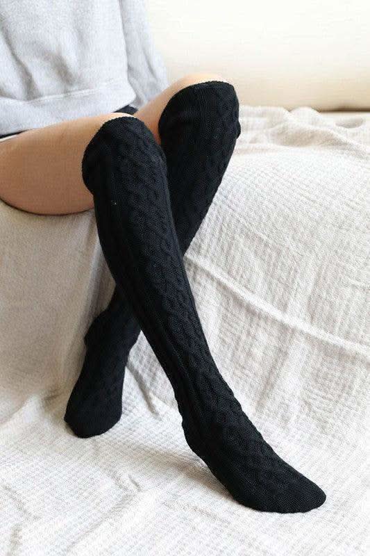Leto Knee High Cable Knit Socks - SwagglyLife Home & Fashion