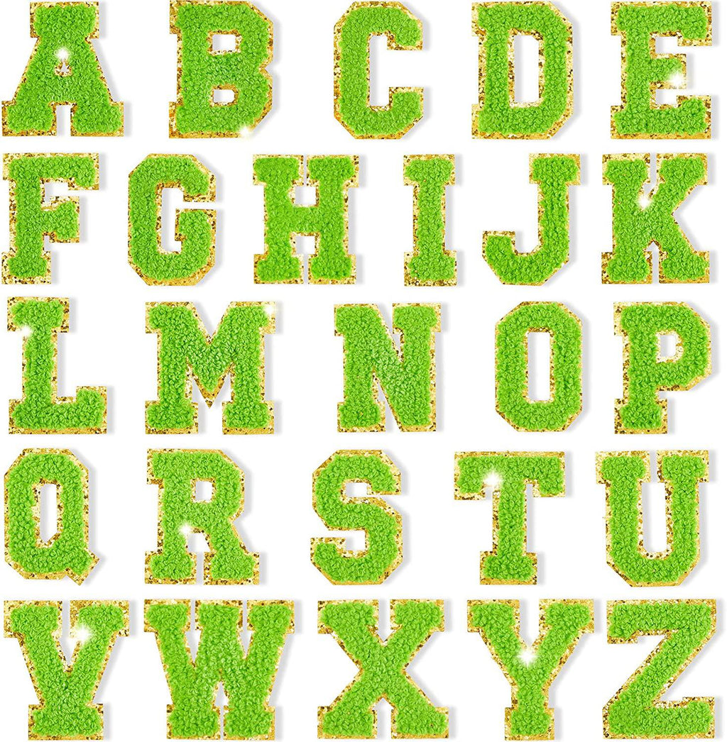Green Self Adhesive Chenille Letters Patches in - photo