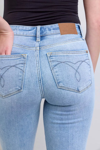 Judy Blue Mid Rise Thermal Bootcut Jeans in - photo