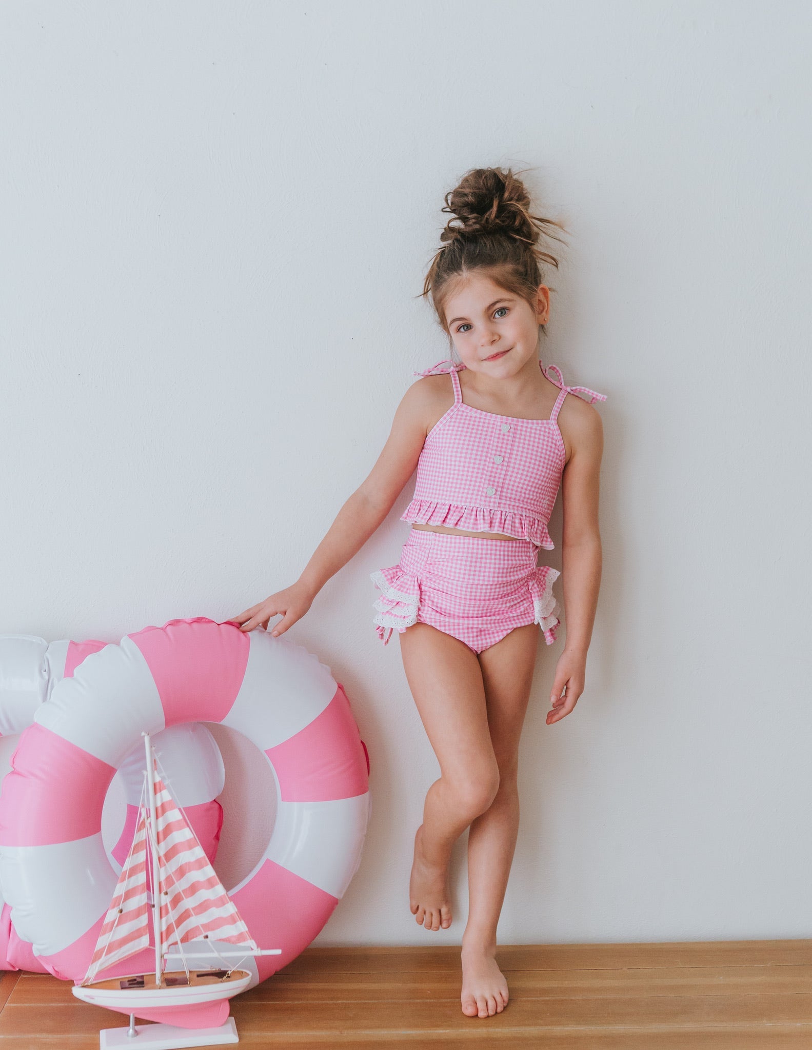 Paradise Pink Gingham High Waisted Bikini in - Swimwear photo