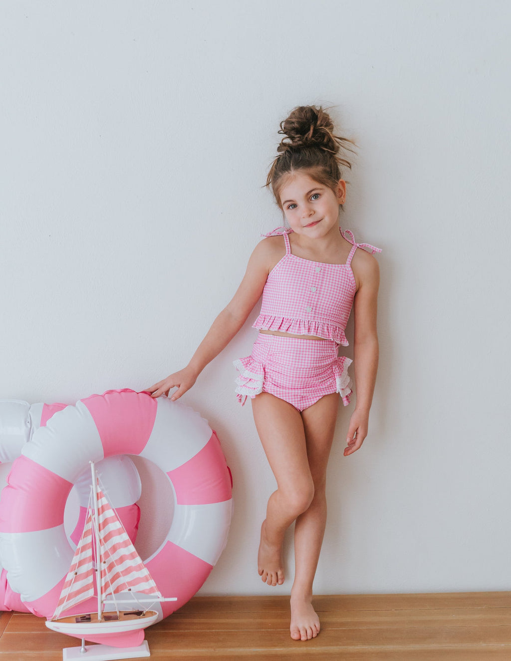 Paradise Pink Gingham High Waisted Bikini in - Swimwear photo