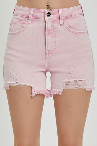 RISEN High Rise Distressed Denim Shorts - SwagglyLife Home & Fashion