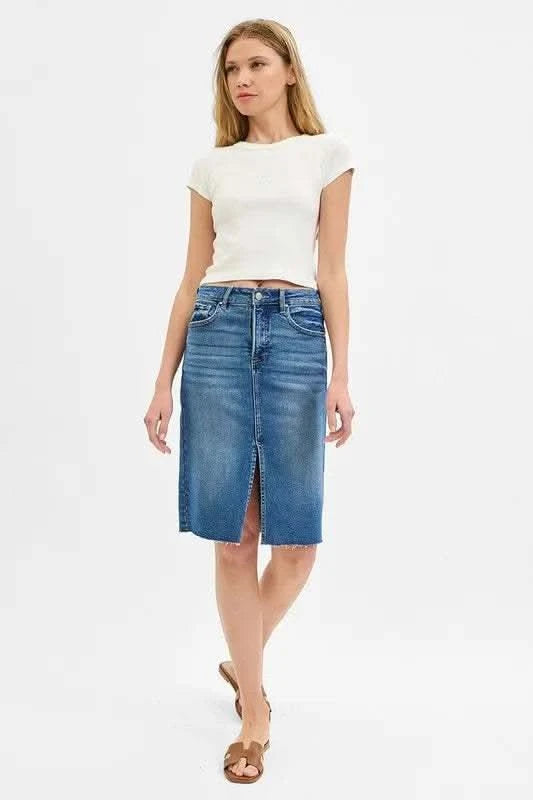 RISEN Full Size High Rise Front Slit Pencil Skirts Plus Size in - photo