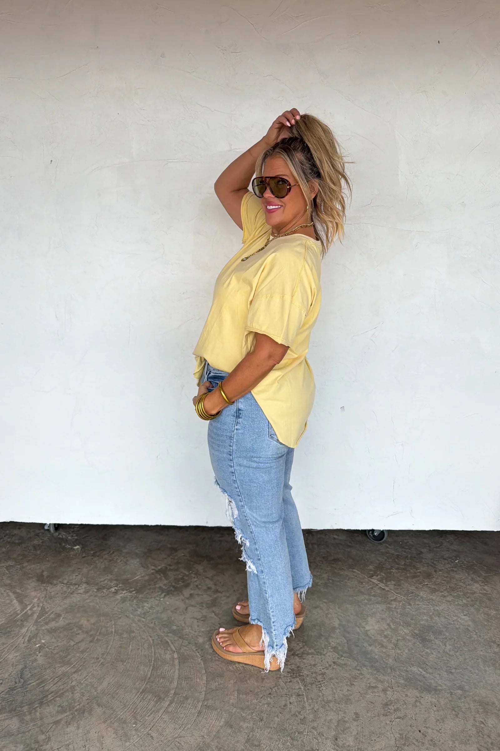 PREORDER: Blakeley Spring Joey Washed Cotton Boyfriend Tee in - Womens photo