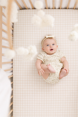 Beige Gingham Crib Sheet