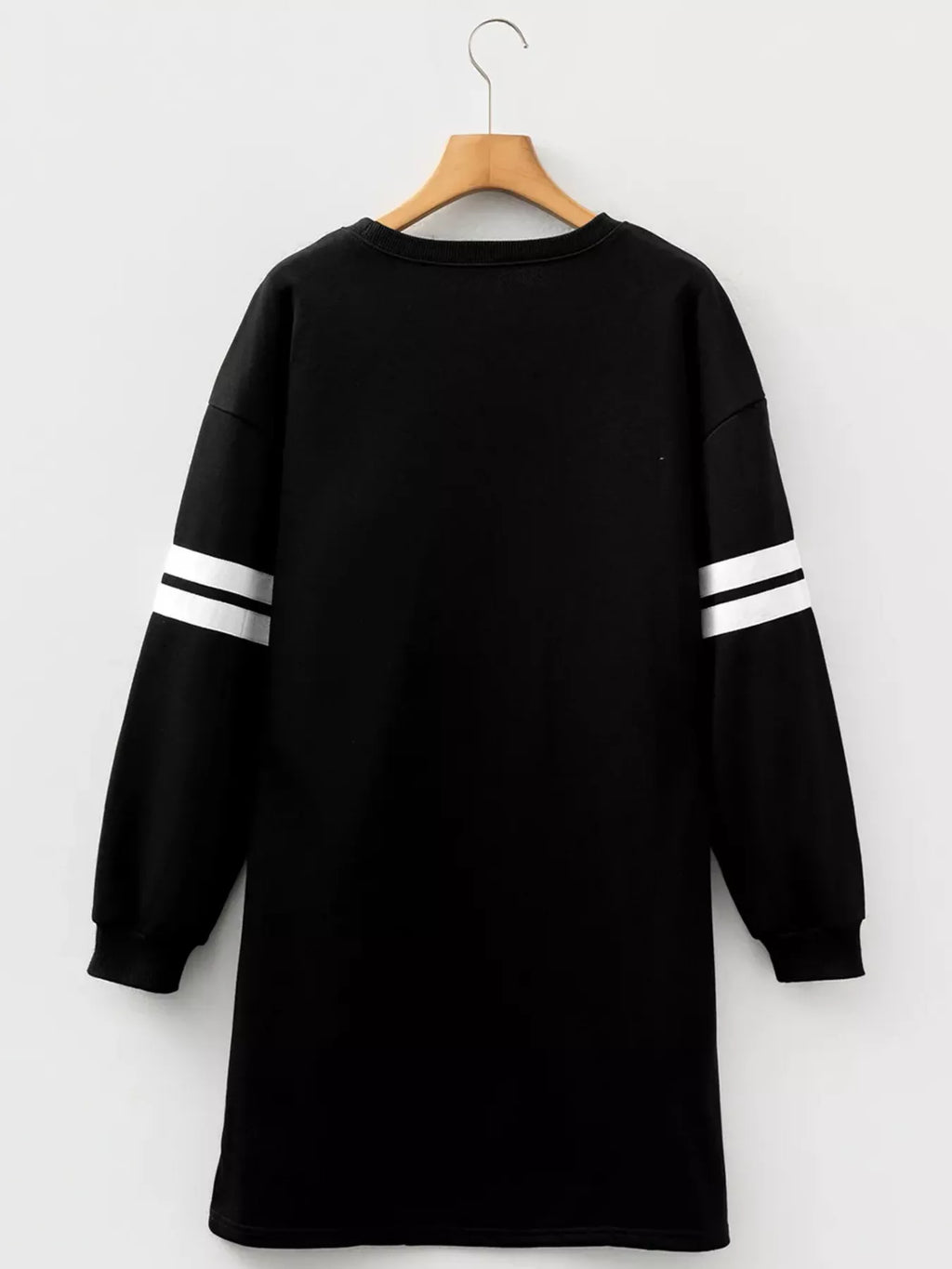 Christmas Sequin Nutcracker-man Graphic Varsity Striped Sleeve Sweatshirt Dress in - photo