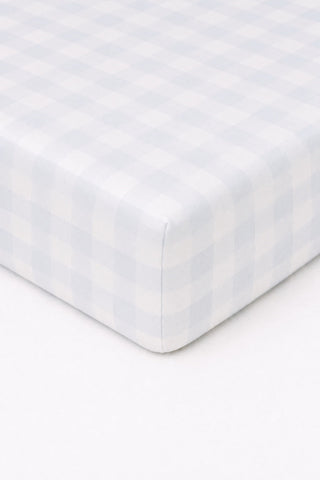 Light Blue Checkered Crib Sheet