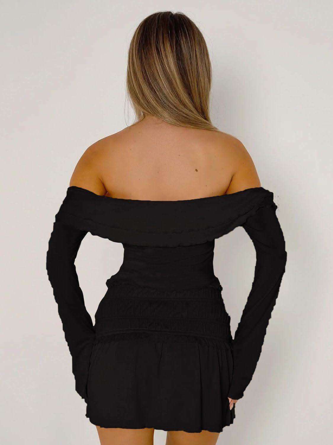 Devine Twisted Ruffled Off-Shoulder Long Sleeve T-Shirt in - tops photo
