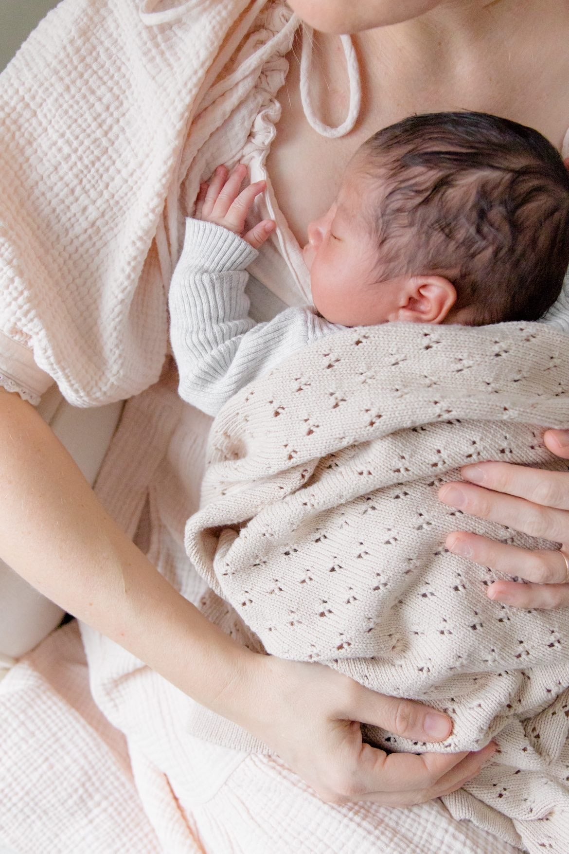 Little Mae & Co. Toffee Pointelle Knit Blanket in - photo