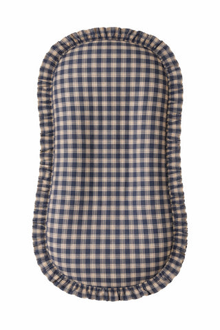 Blue Plaid Ruffle Baby Lounger Cover