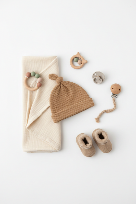 Caramel Brown Waffle Knit Newborn Baby Knot Hat