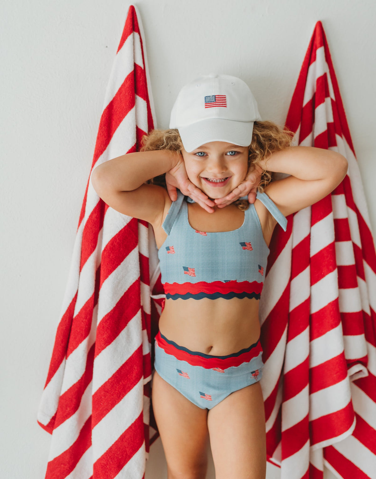 Scalloped High Waisted Bikini - Heritage Flag -