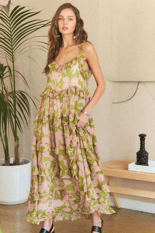 ADORA Ruffled Tiered Scoop Neck Cami Dress