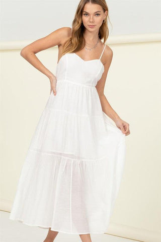 HYFVE Full Heart Smocked Cutout Midi Dress, Multiple Colors - SwagglyLife Home & Fashion