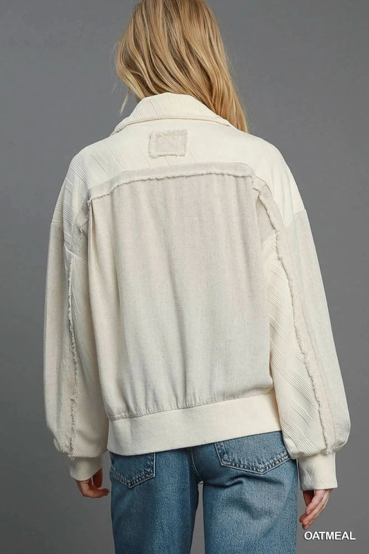 Umgee Two-Way Jacquard Zip-Up Jacket in - photo