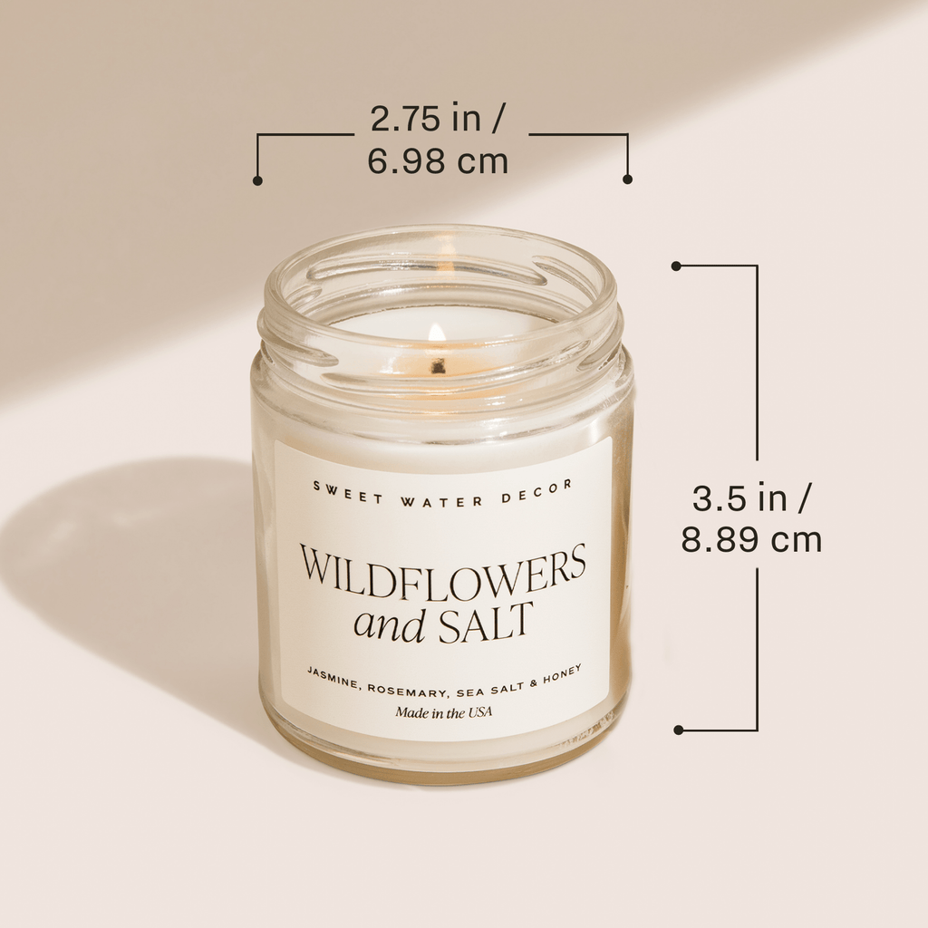 Wildflowers and Salt Soy Patterned Candle - Clear Jar - 9 oz in - Candles photo