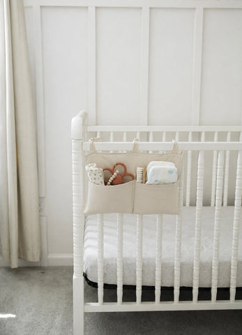 Crib Diaper Caddy Storage Organizer Nursery Room - Beige Solid