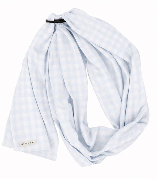 Little Mae & Co. Light Blue Checkered Ring Sling Carrier -