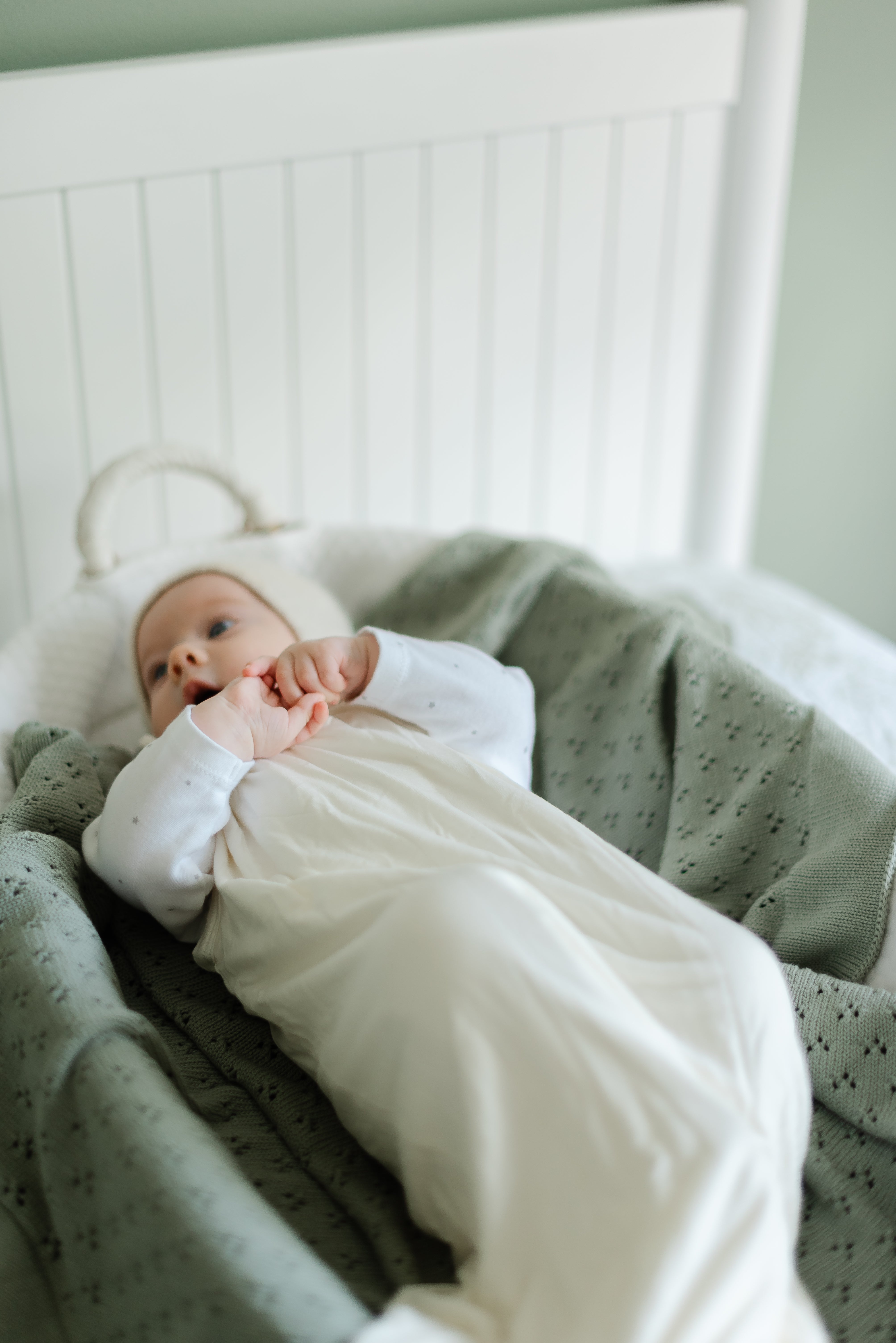 Mint Pointelle Knit Blanket in - photo