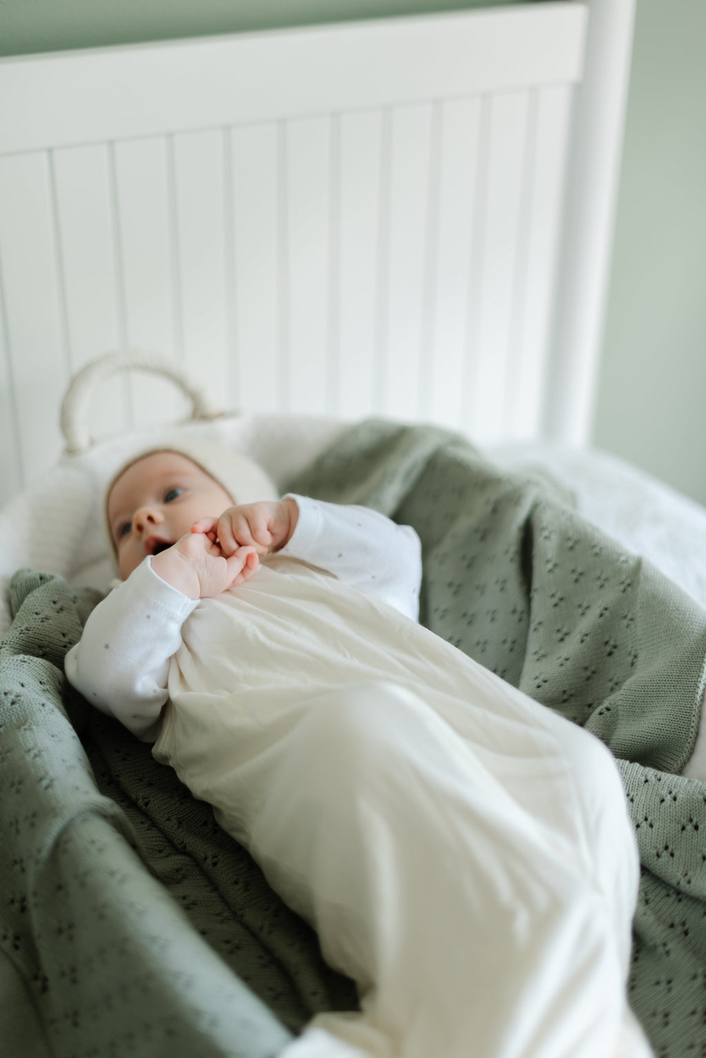Mint Pointelle Knit Blanket in - photo
