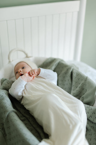 Mint Pointelle Knit Blanket in - photo