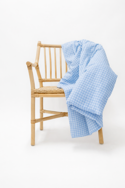 Blue Gingham Crib Quilted Blanket in - photo