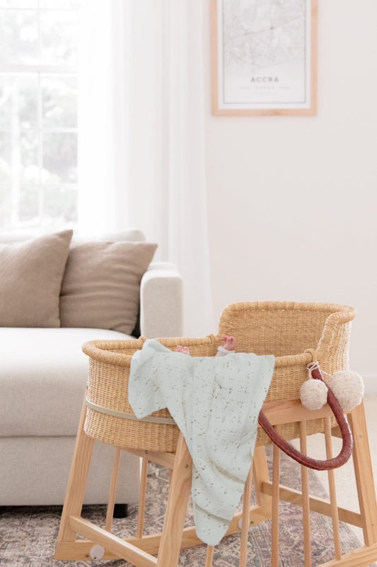 Vanilla White Pointelle Knit Blanket in - photo