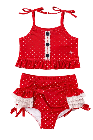 *PREORDER* High Waisted Bikini - Liberty Dot in - 4th of July Collection photo