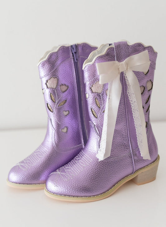 Sweetheart Bow Cowgirl Boots- Purple in - Shoes photo