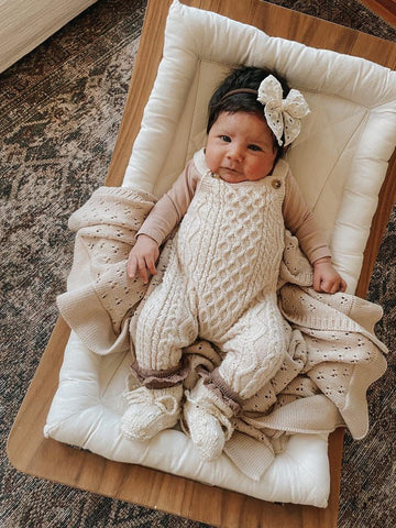 Little Mae & Co. Toffee Pointelle Knit Blanket in - photo