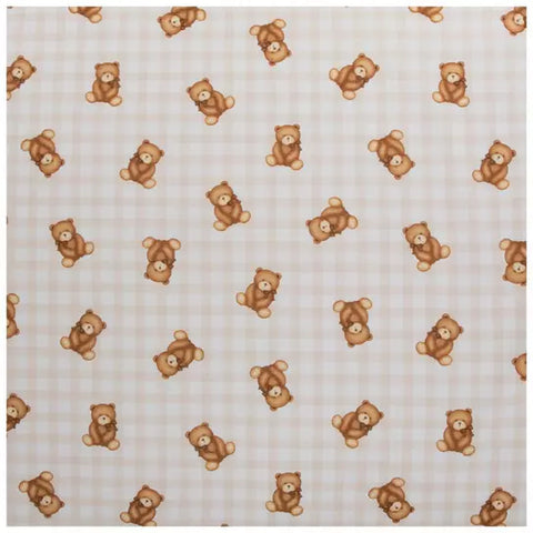 Beige Teddy Bear Gingham Ruffle Baby Lounger Cover