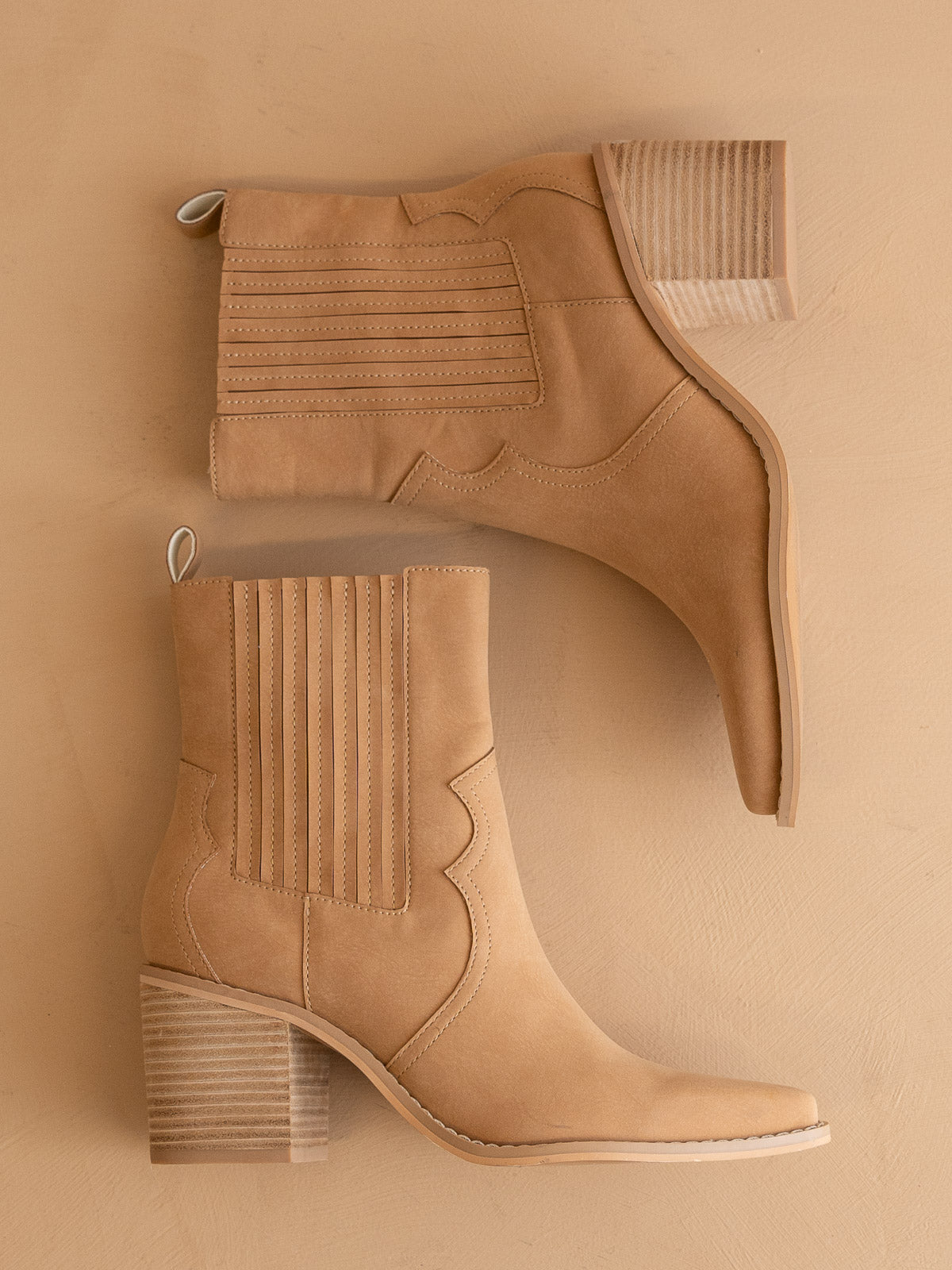 The Addison | Camel Western Inspired Boot in - BOOTS & BOOTIES photo