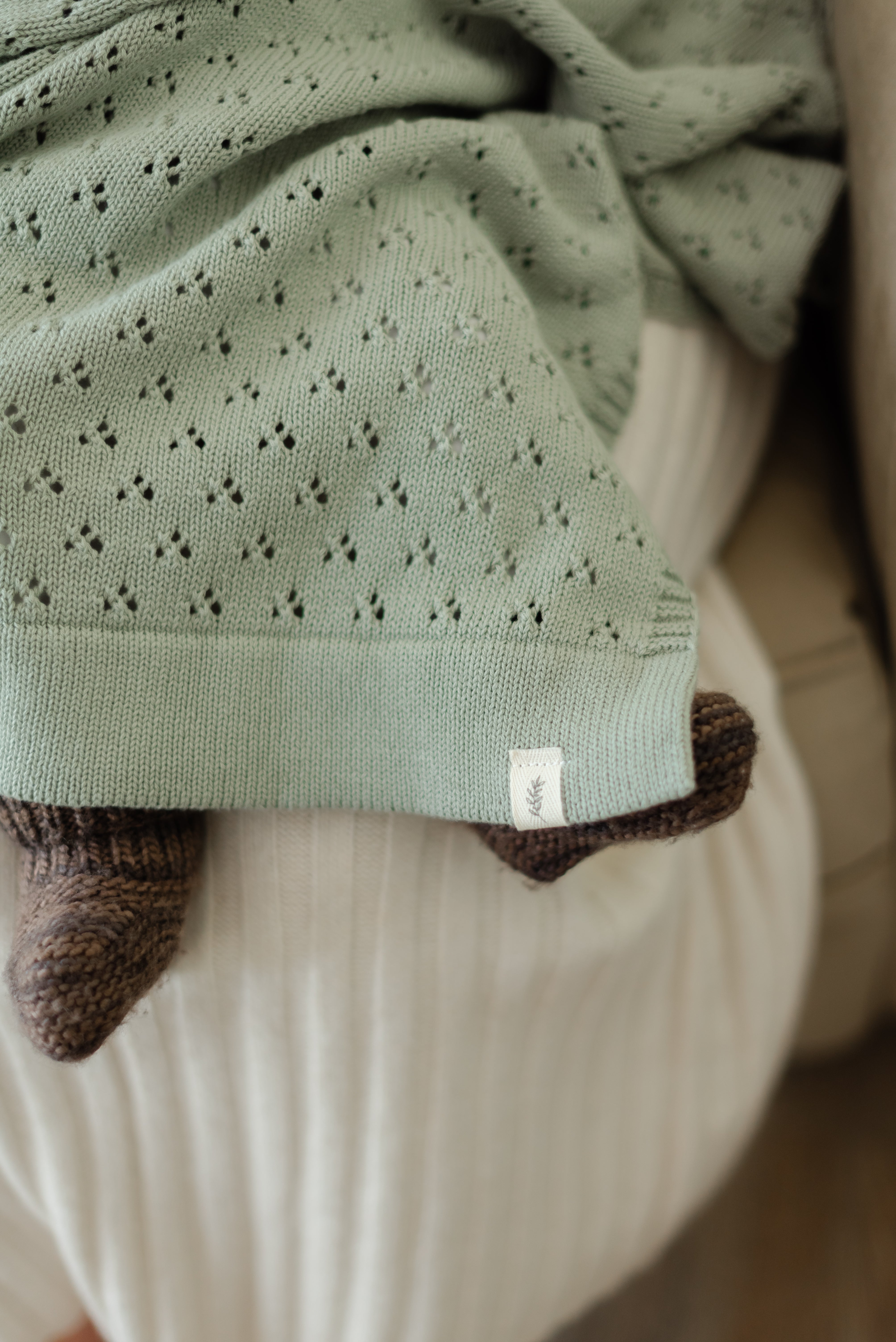 Mint Pointelle Knit Blanket in - photo