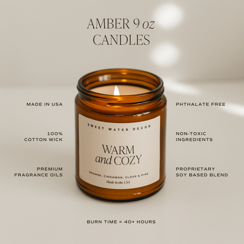 Driftwood and Mahogany Soy Candle - Amber Jar - 9 oz - SwagglyLife Home & Fashion