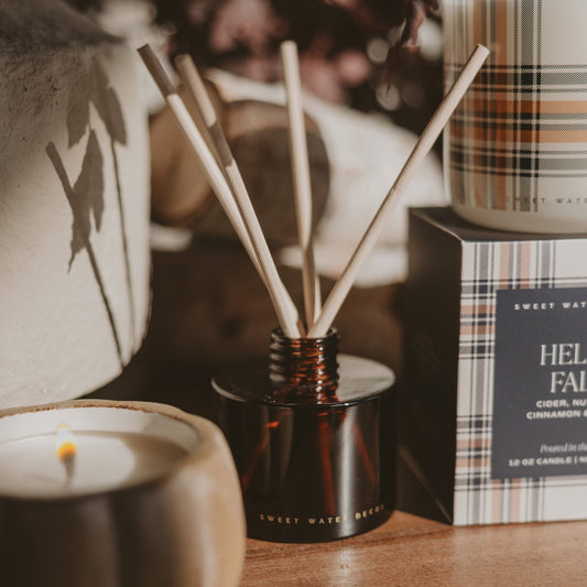 Warm and Cozy Amber Tinted Glass Jar Reed Diffuser in - Reed Diffusers photo