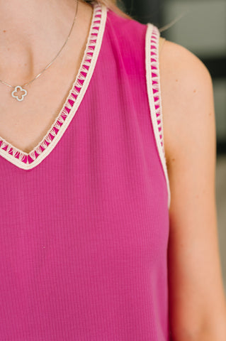 Airloom Trim Detail Mini Tank Dress in Magenta in - Womens photo