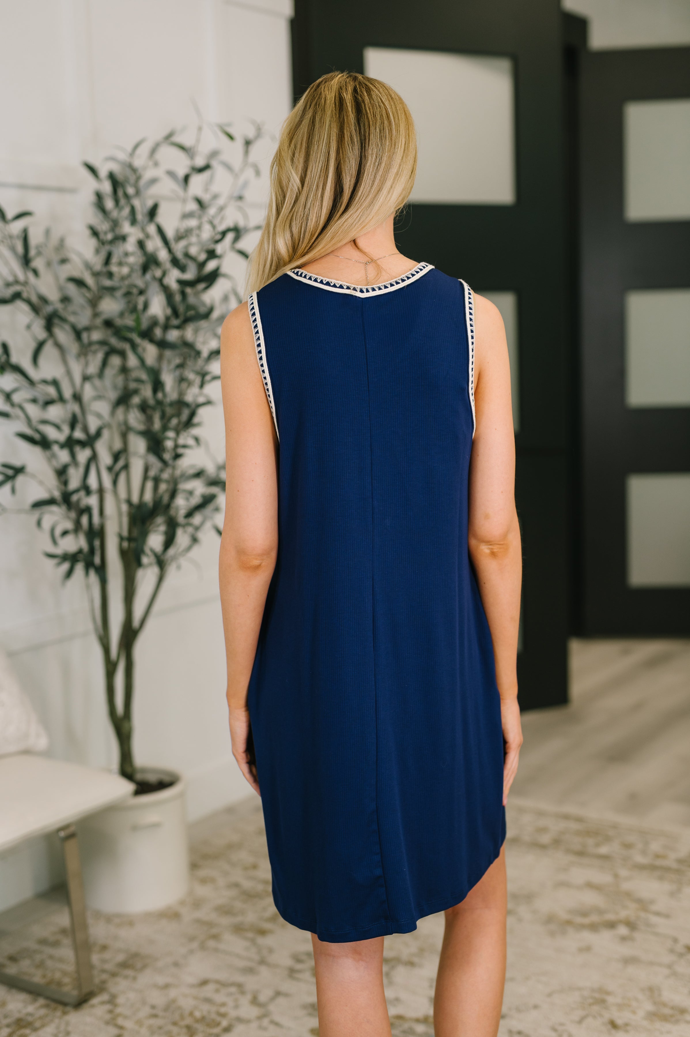 Airloom Trim Detail Mini Tank Dress in Navy in - Womens photo