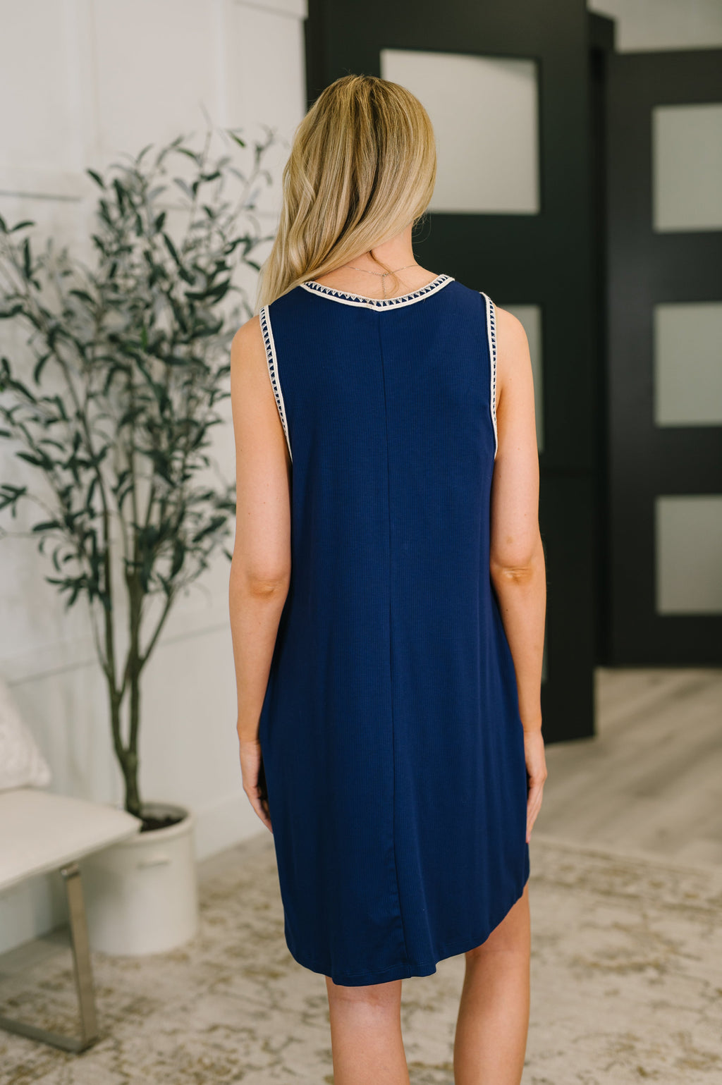 Airloom Trim Detail Mini Tank Dress in Navy in - Womens photo