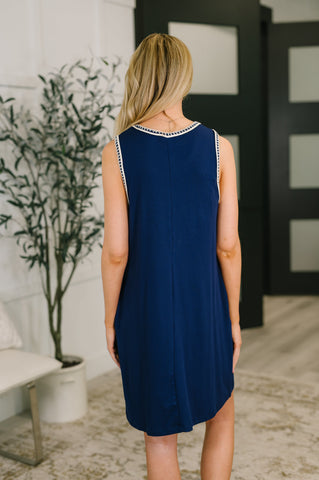 Airloom Trim Detail Mini Tank Dress in Navy in - Womens photo