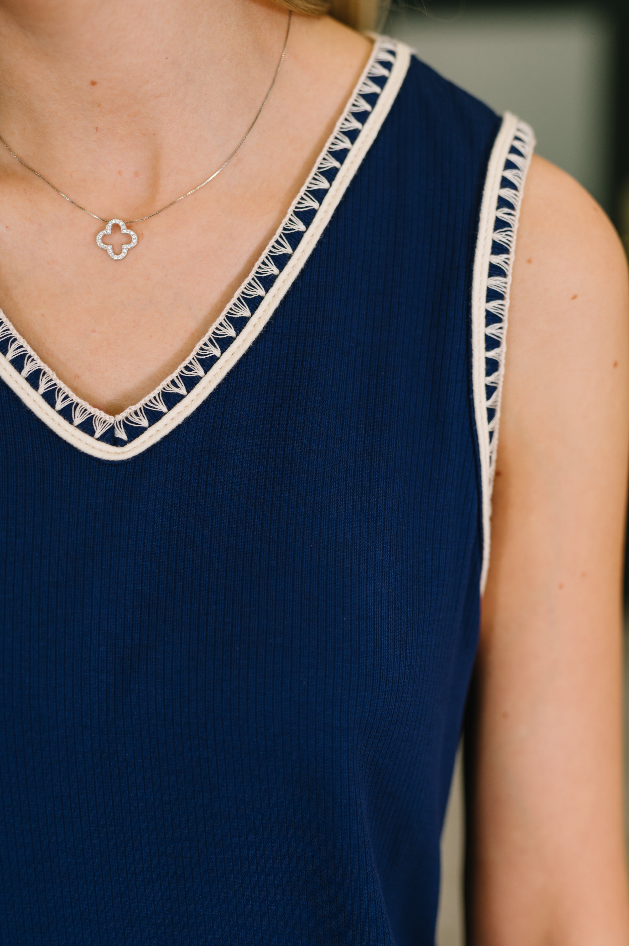 Airloom Trim Detail Mini Tank Dress in Navy in - Womens photo