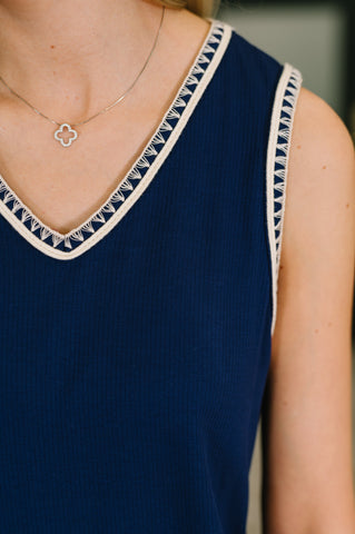Airloom Trim Detail Mini Tank Dress in Navy in - Womens photo
