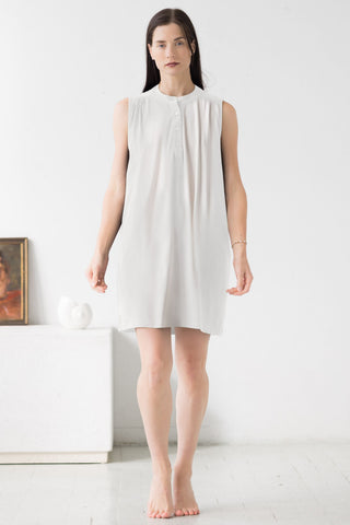 Aisha Relaxed Sleeveless Sleep Mini Tunic in Soft White - NIGHTSHIRTS photo