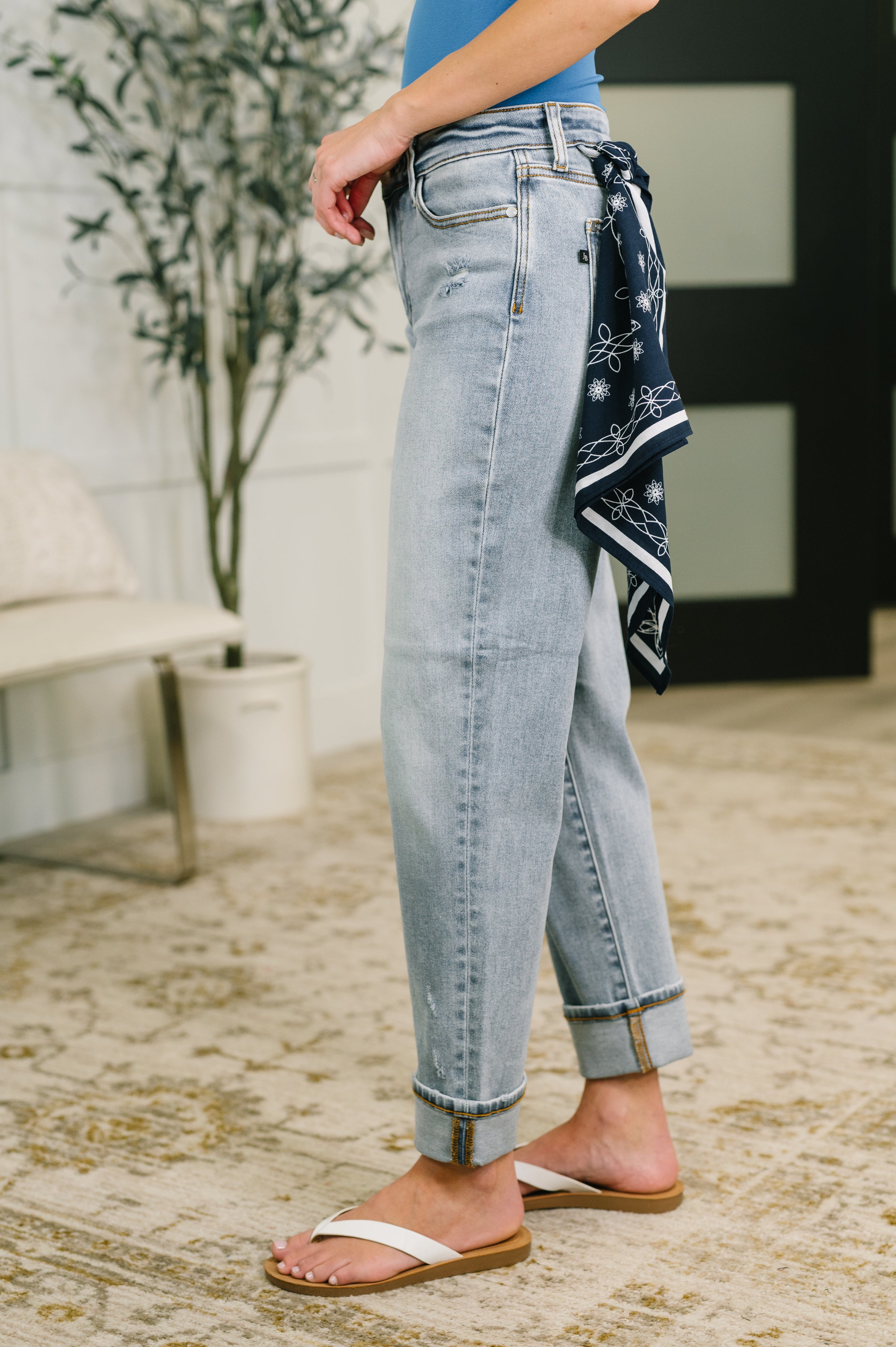 Alex Mid Rise Boyfriend Jean with Bandana Loop in - Womens photo