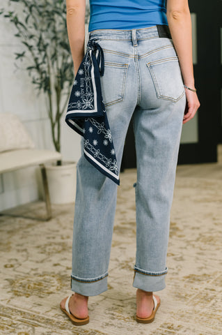 Alex Mid Rise Boyfriend Jean with Bandana Loop in - Womens photo