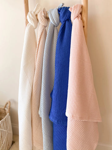 Waffle Blankets - Newborn, Baby, Toddler - 100% Cotton in - Swaddle Blankets & Hat / Headband Sets photo