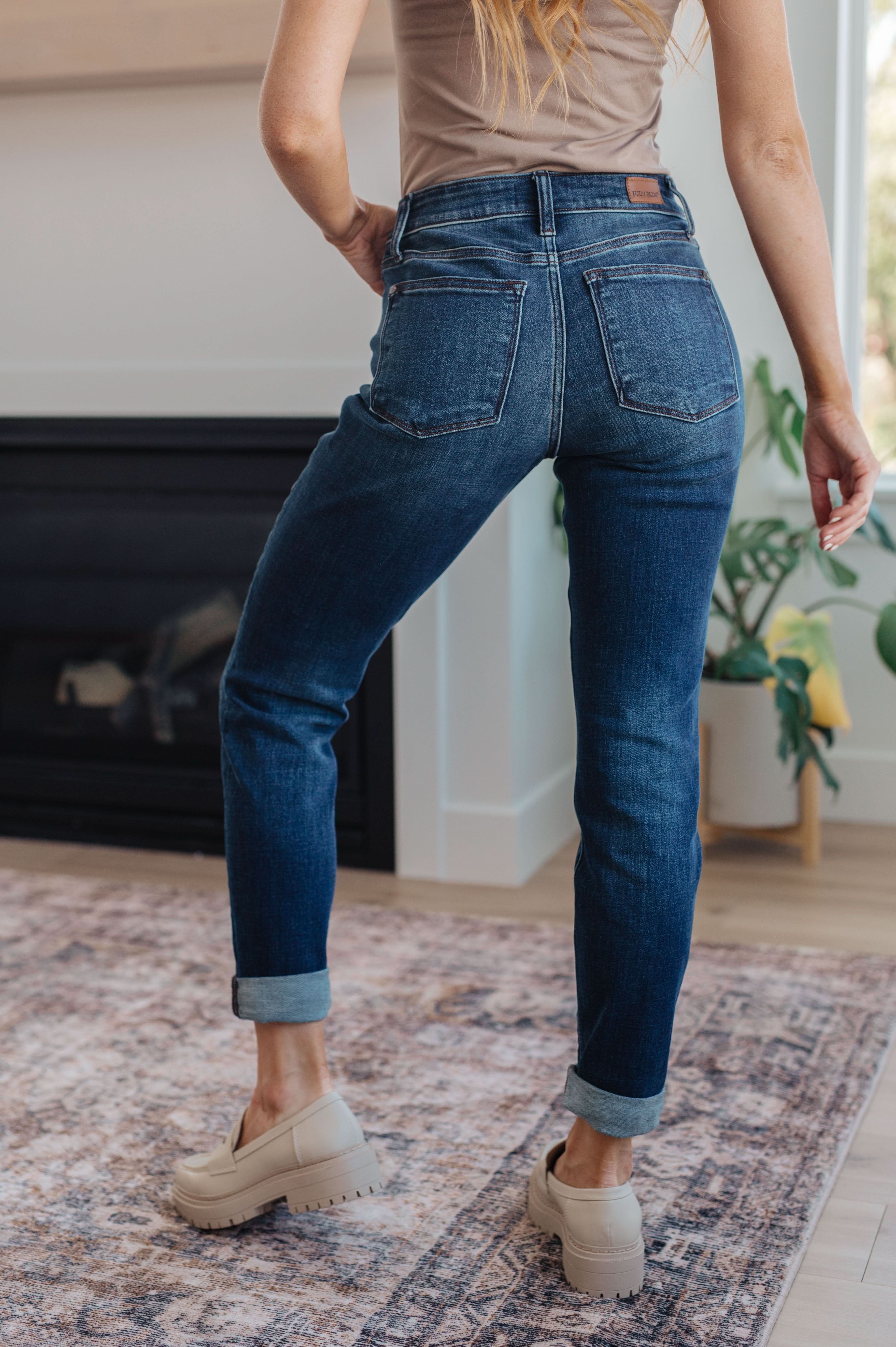 Judy Blue Amber Cuffed Slim Fit Dark Wash Jeans