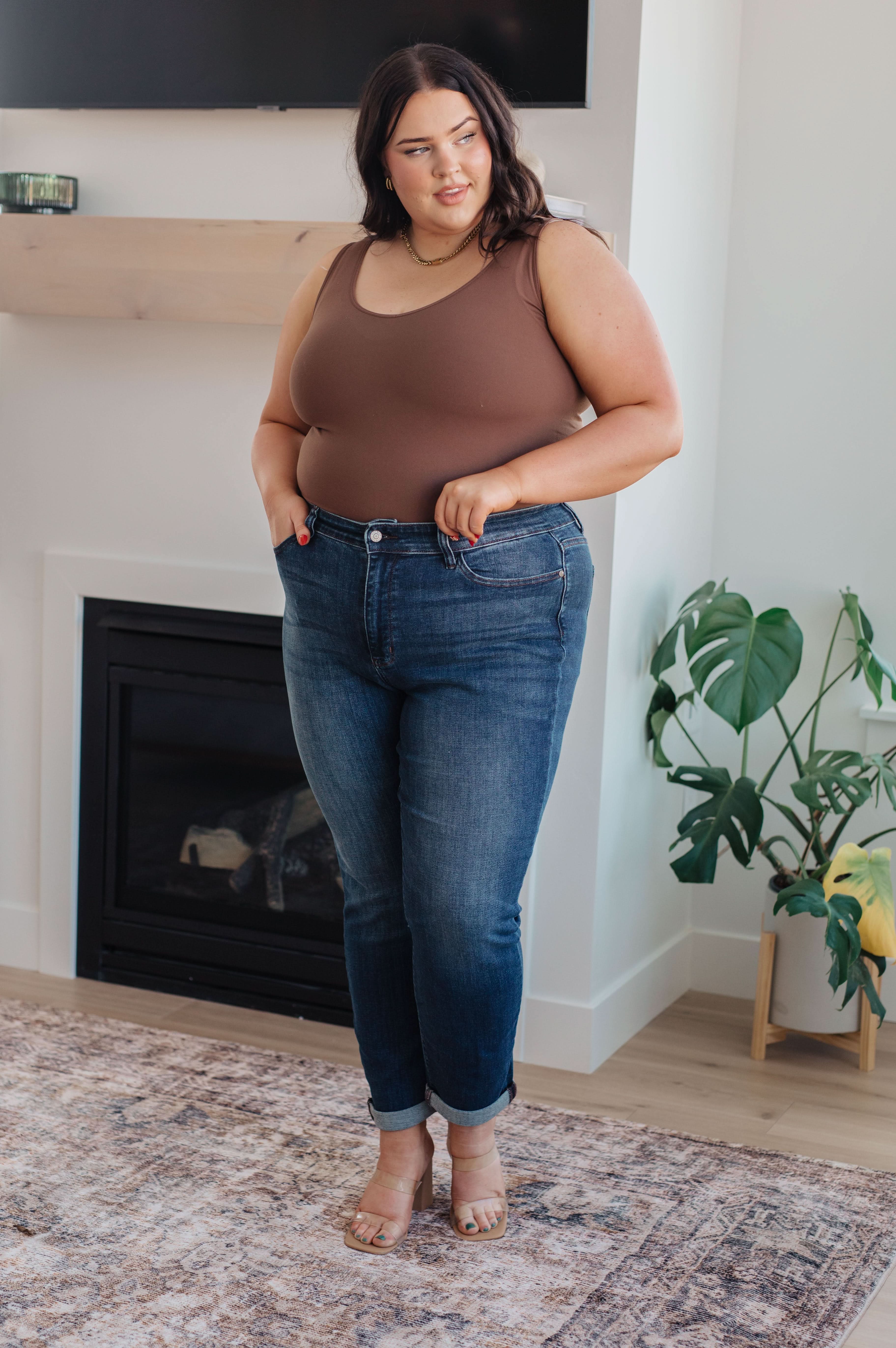 Judy Blue Amber Cuffed Slim Fit Dark Wash Jeans