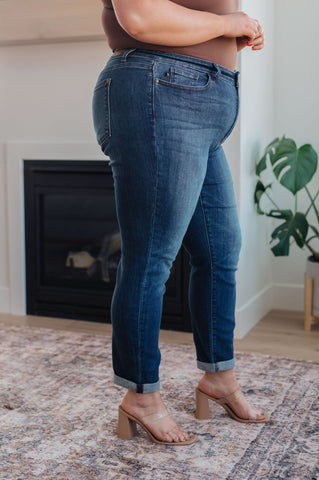 Judy Blue Amber Cuffed Slim Fit Dark Wash Jeans
