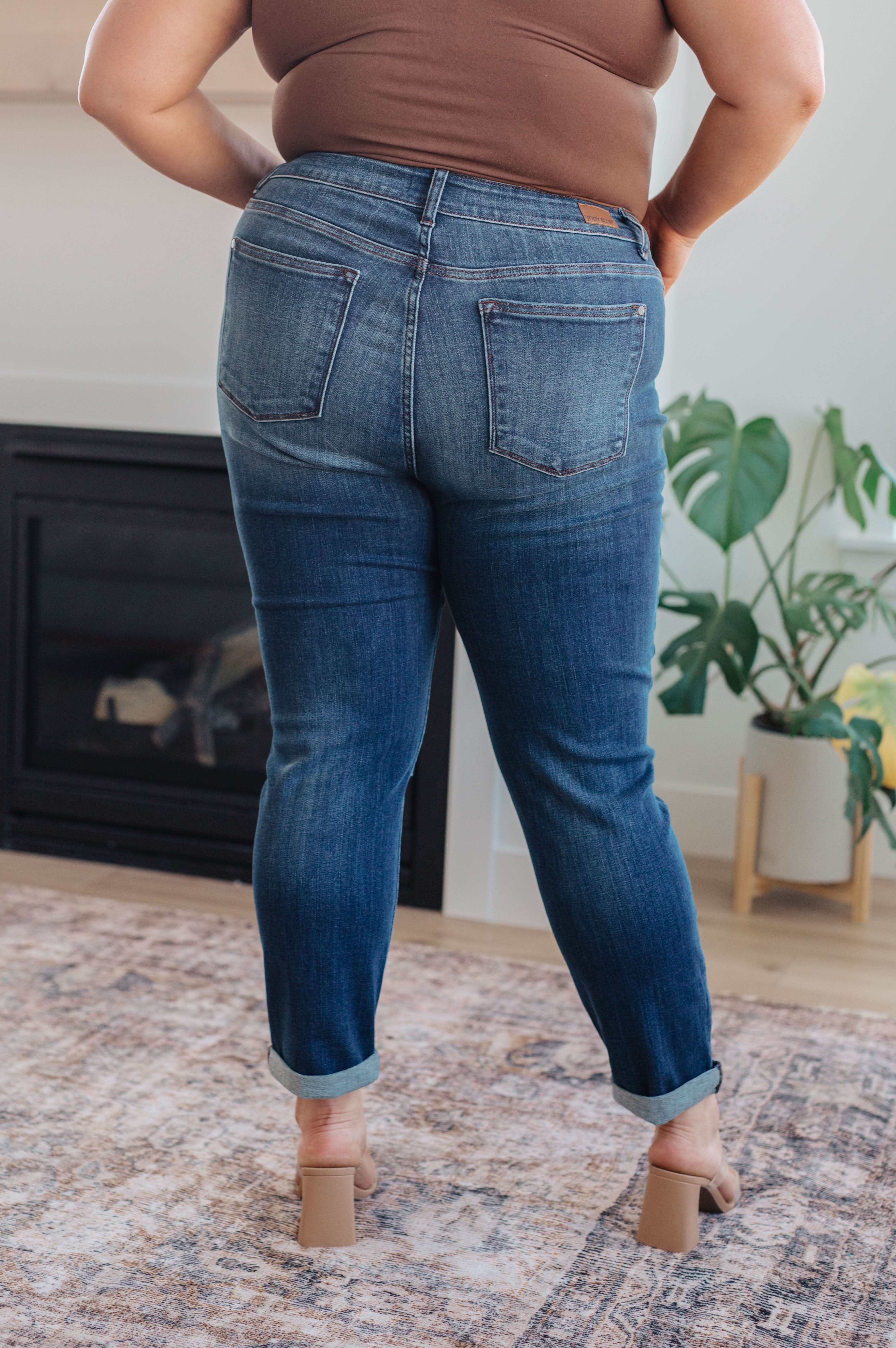 Judy Blue Amber Cuffed Slim Fit Dark Wash Jeans